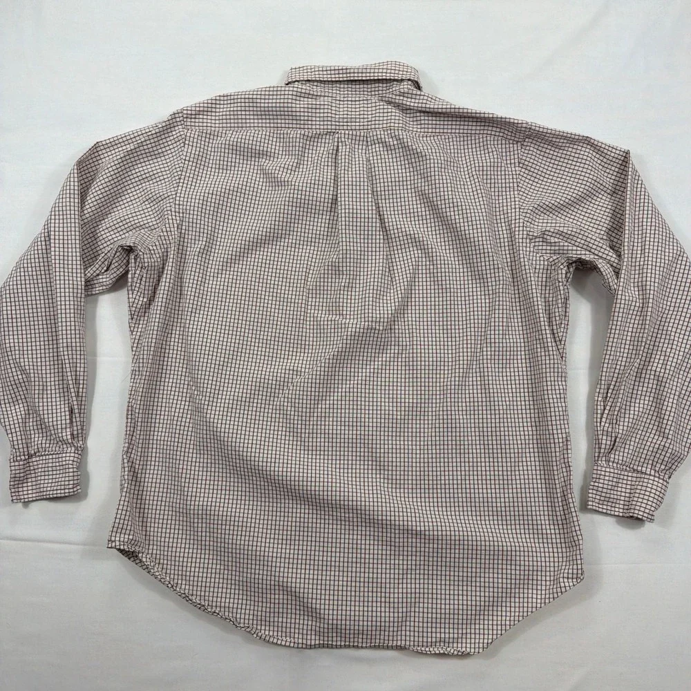 Ralph Lauren Button Down Shirt Classic Fit Cotton Check Large 16.5 L Burgundy‎